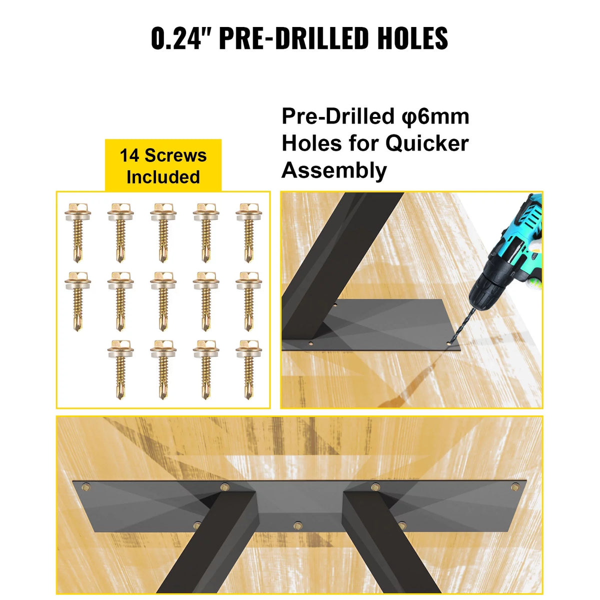 28 x 17.7 inch Black Metal Table Legs Set of 2 G6280