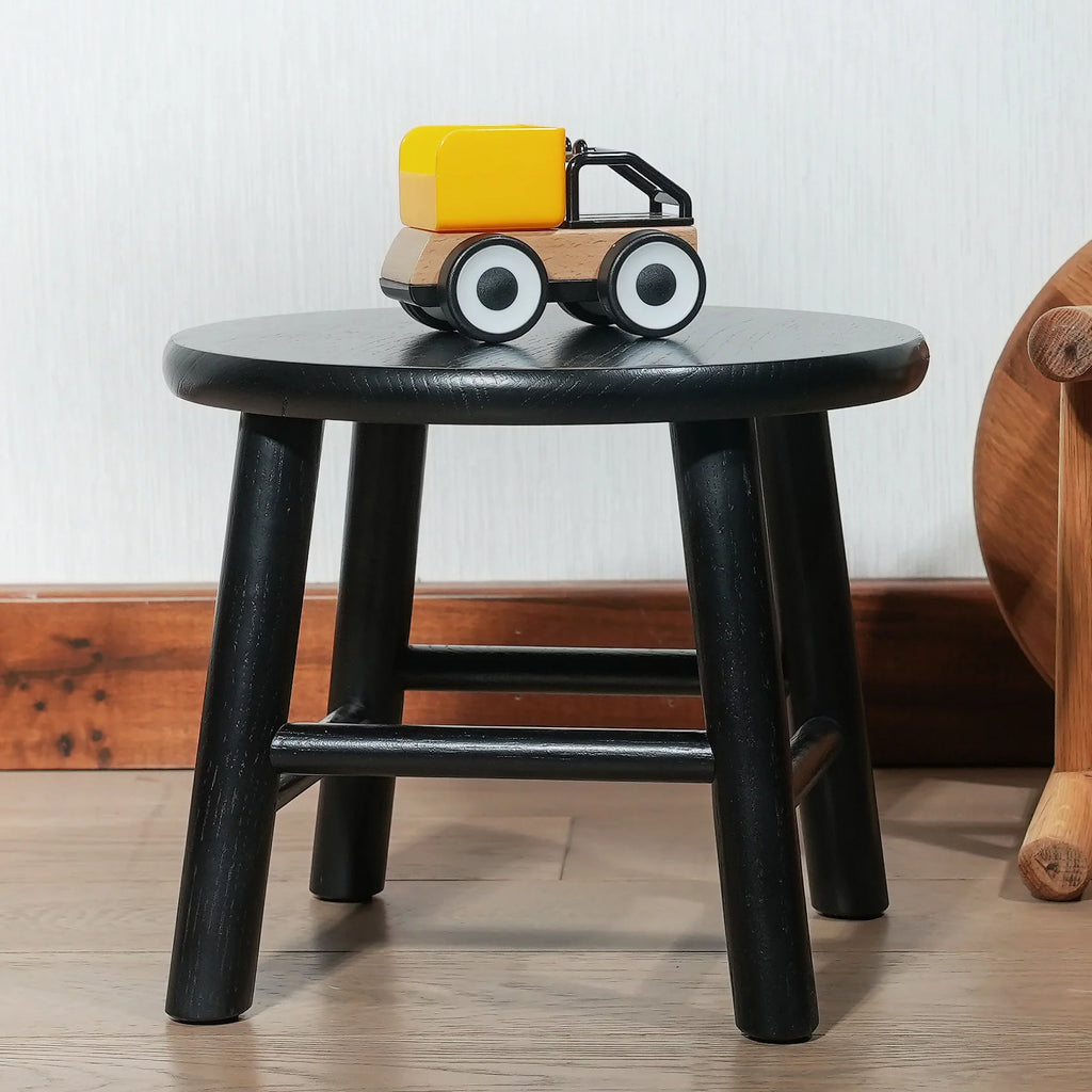 9" Black Solid Wood Stool T10355