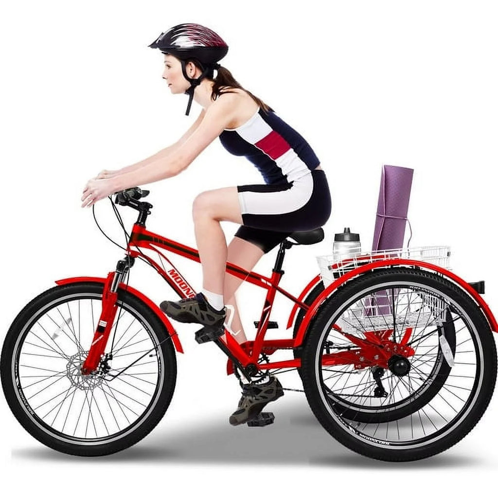 24/26/27.5 Inch 7 Speed Adult Mountain Tricycle with Large Basket A7762