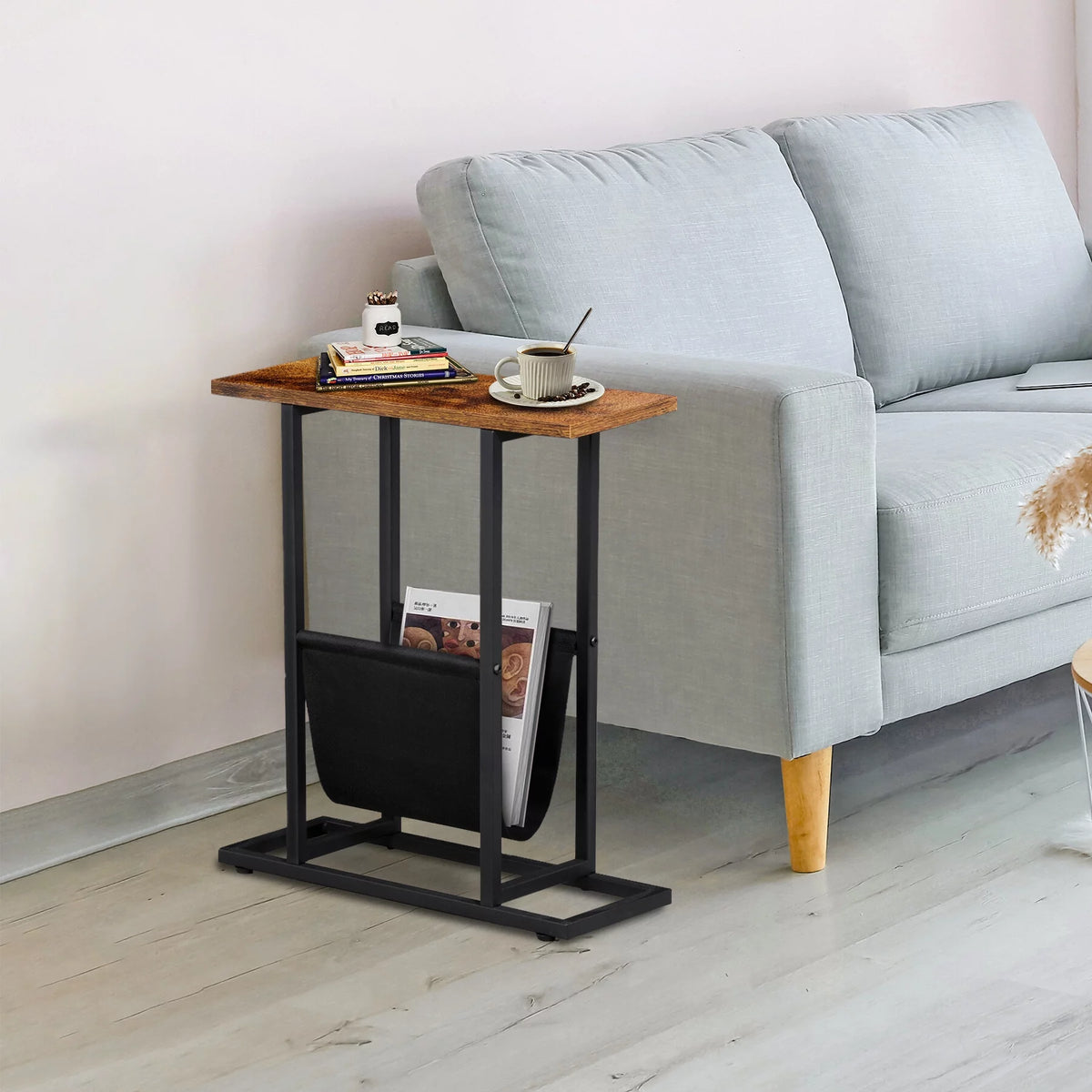 Narrow Metal Side Table with Storage Holder G634168