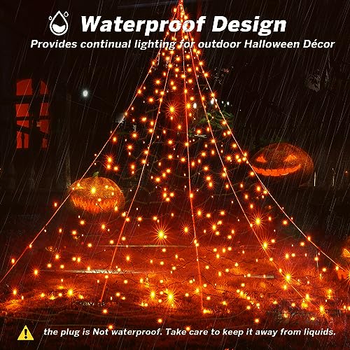 White Lighted Spider Web with 250 LED Lights, 8 Modes, Timer K1165