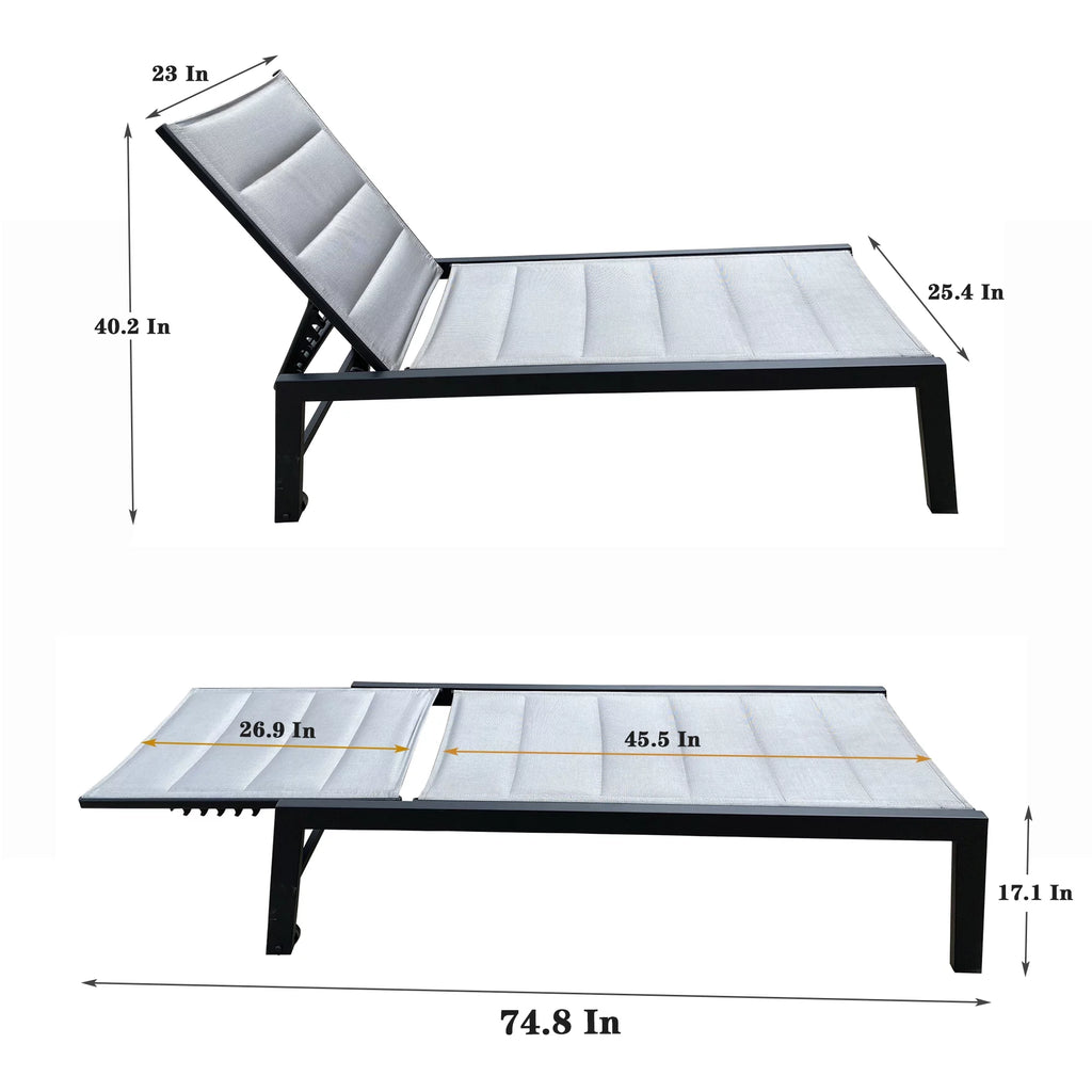 Five-Position Adjustable Aluminum Chaise Lounge Chair T983