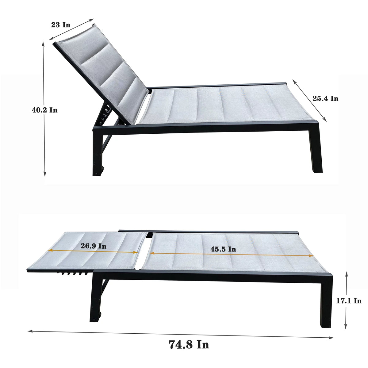 Five-Position Adjustable Aluminum Chaise Lounge Chair T983
