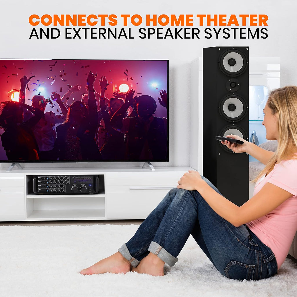 1000-Watt Portable Wireless Bluetooth Stereo Mixer Karaoke Amplifier System with Dual Mic W54474