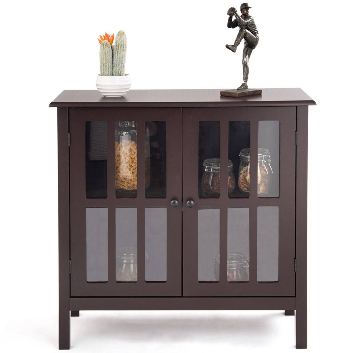 Brown Glass Door Sideboard Cabinet J70500