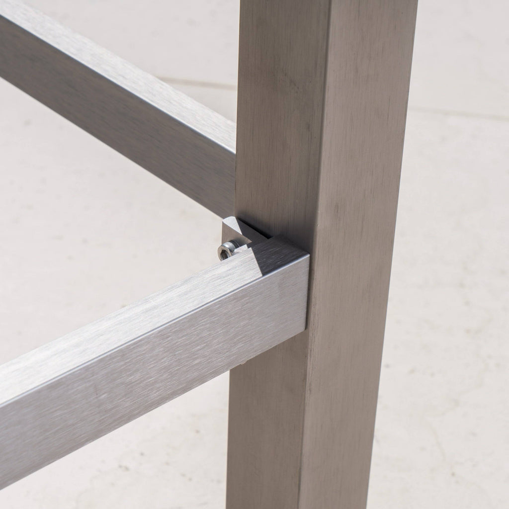 Square Aluminum Bar Table with Glass Top I49367