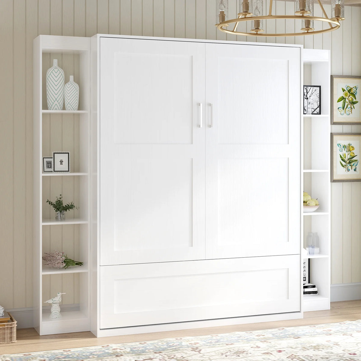 Foldable Murphy Bed with 2 Side Cabinets I52634