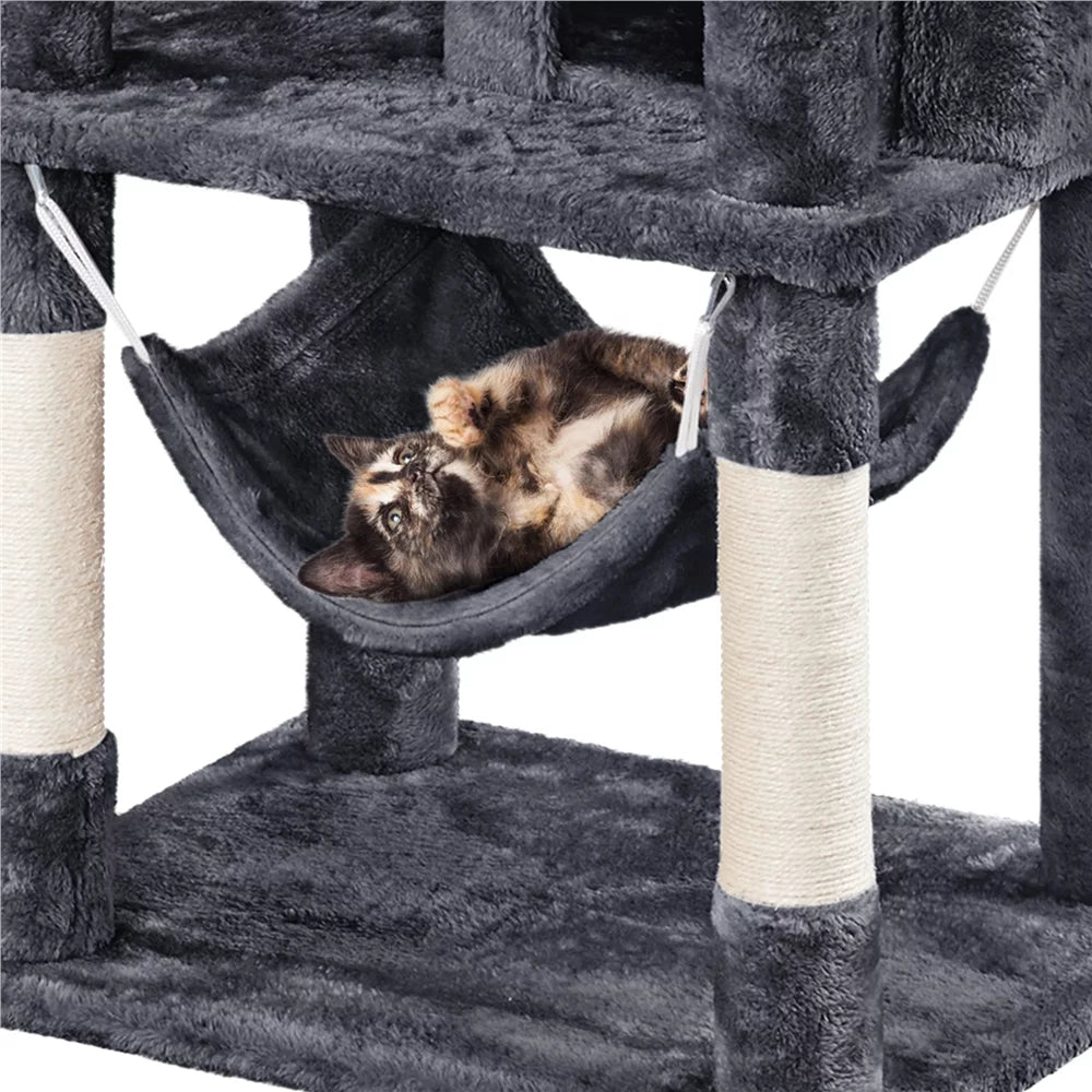 67" Multi-Level Cat Tree Tower with 2 Condos & Hammock Basket P547768