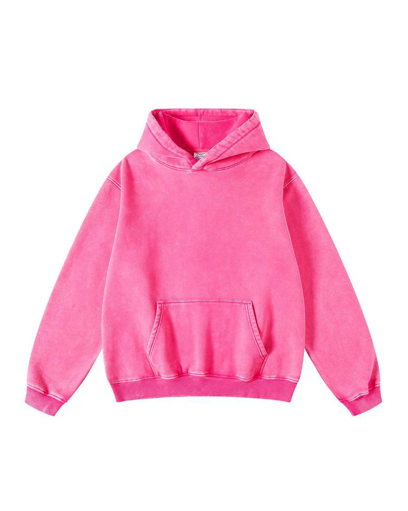 Oversized Acid Wash Hoodie Pullover V3984