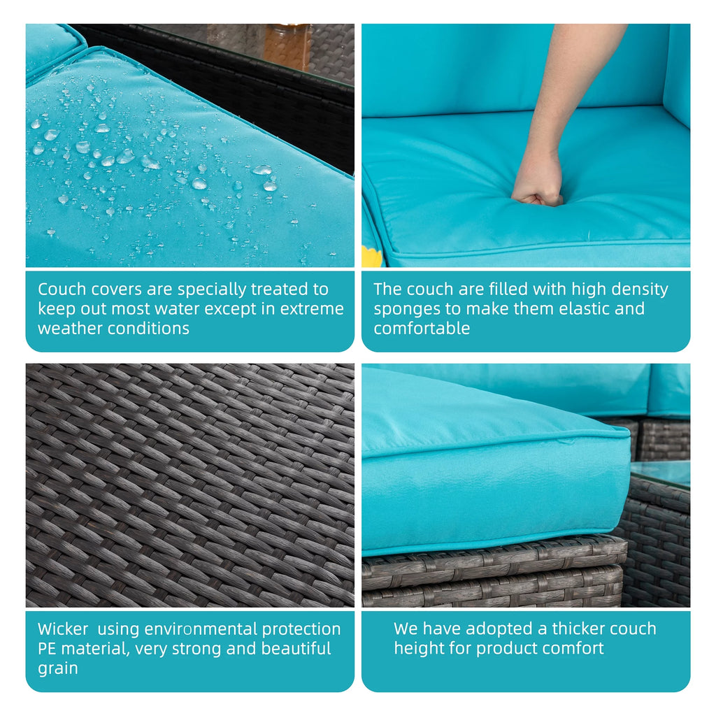 6 Pieces All-Weather PE Rattan Wicker Patio Sofa Set Z55043