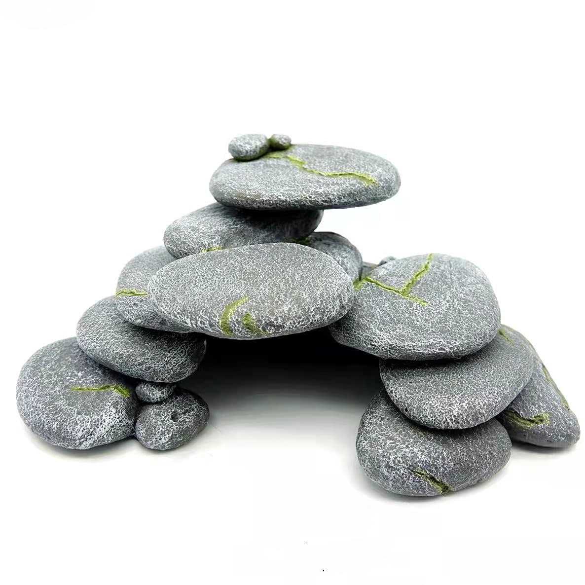 Simulation Cobblestone Aquarium Decoration Reptile Hide Cave O2178