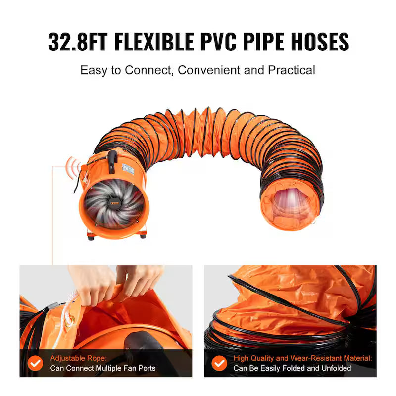 Orange 10 in. Heavy Duty Blower Fan with 33 ft. Duct Hose V760220