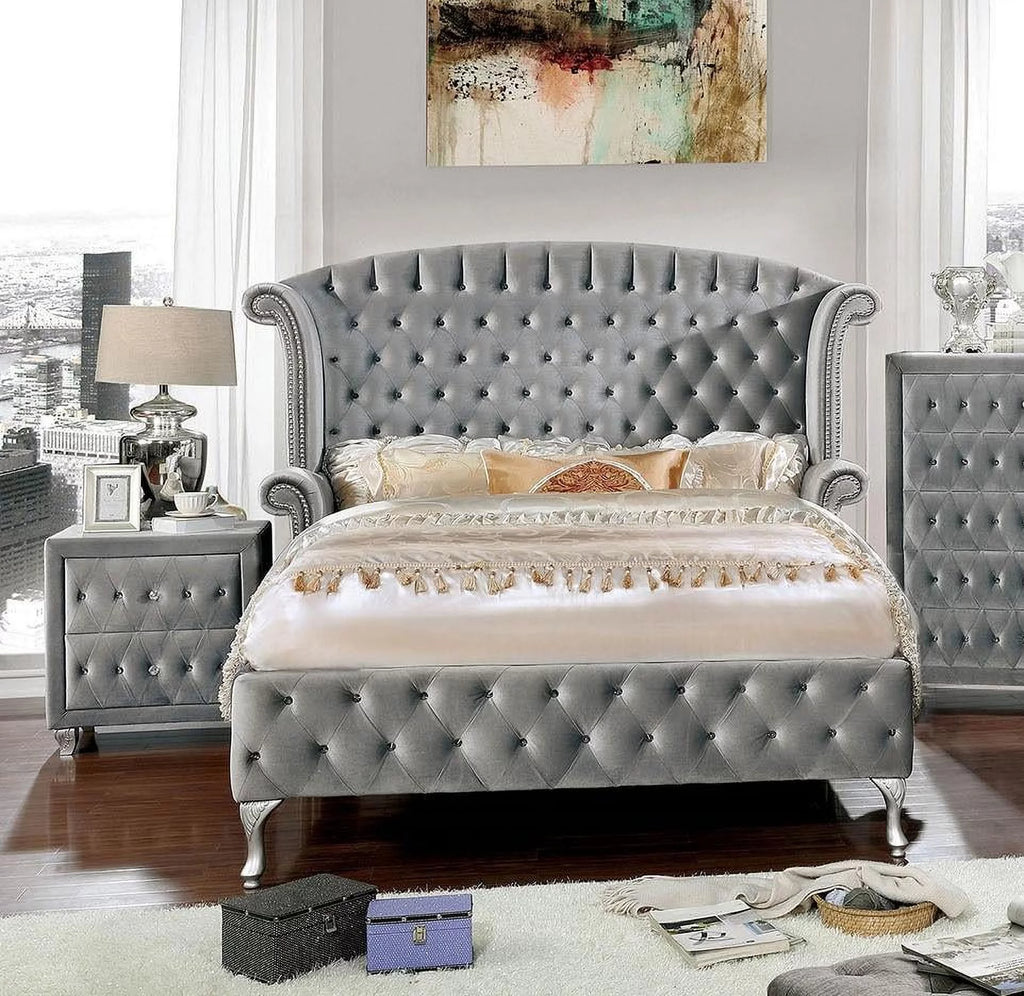 Gray Solid Wood Bedroom Set 3pcs O572