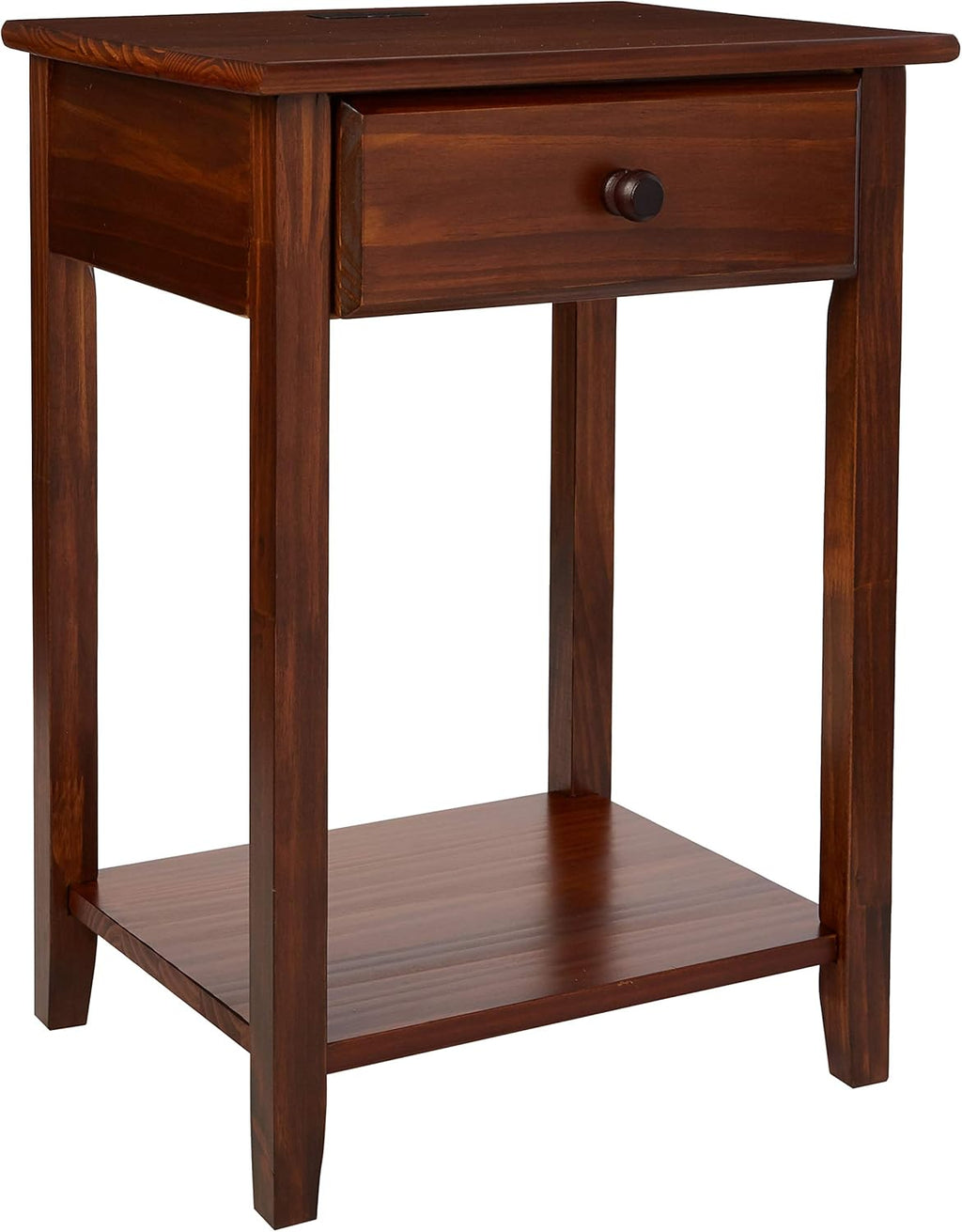 Warm Brown Nightstand with USB Ports J218574