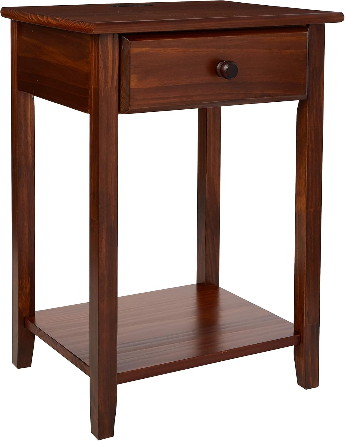 Warm Brown Nightstand with USB Ports J218574