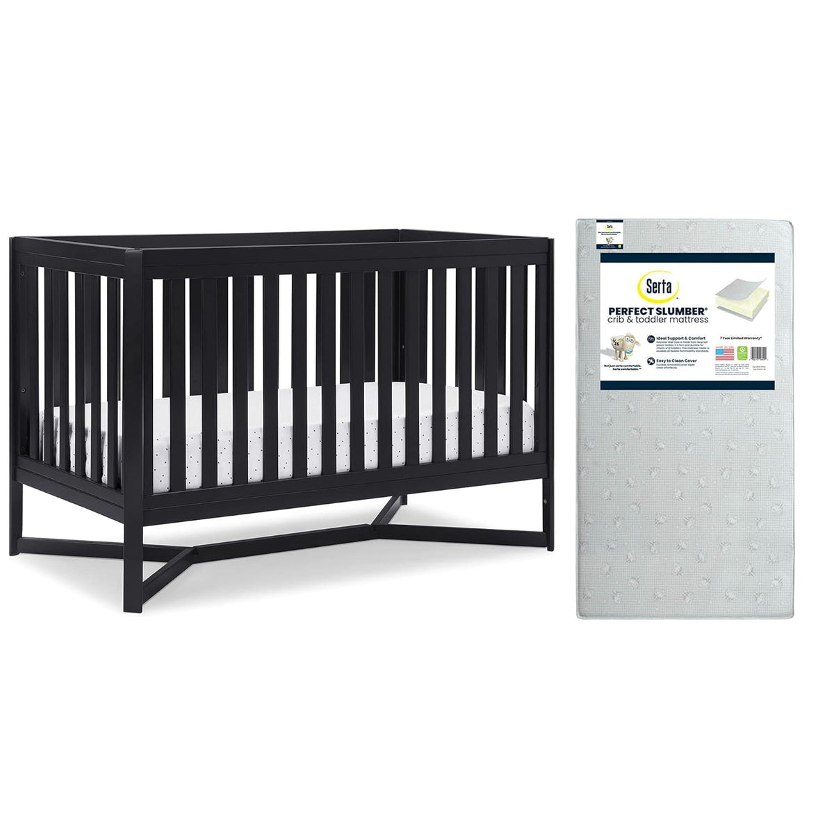 4-in-1 Convertible Crib and Dual Sided Crib & Toddler Mattress P114873