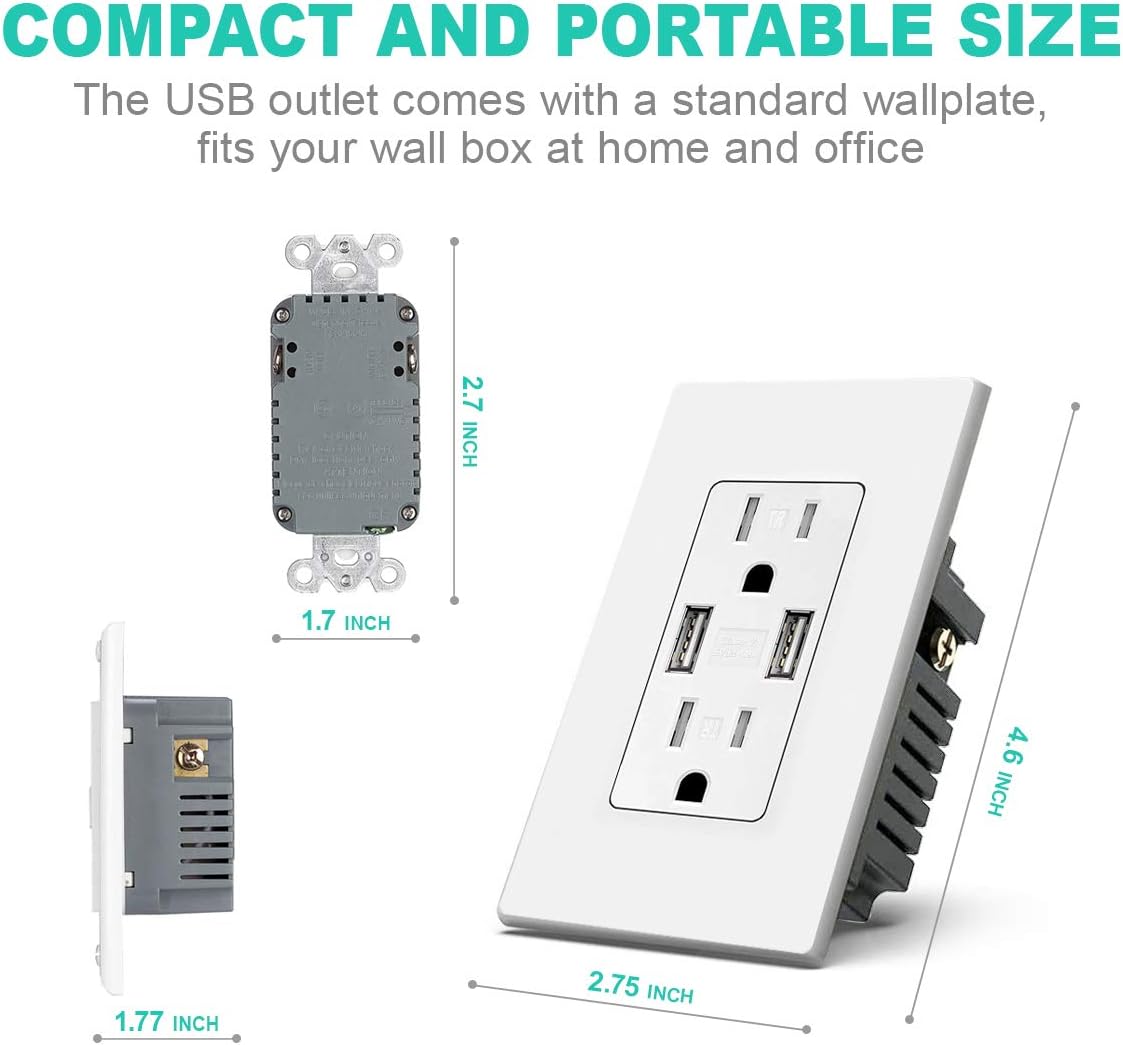 White 15 Amp Tamper Resistant USB Outlet C643437