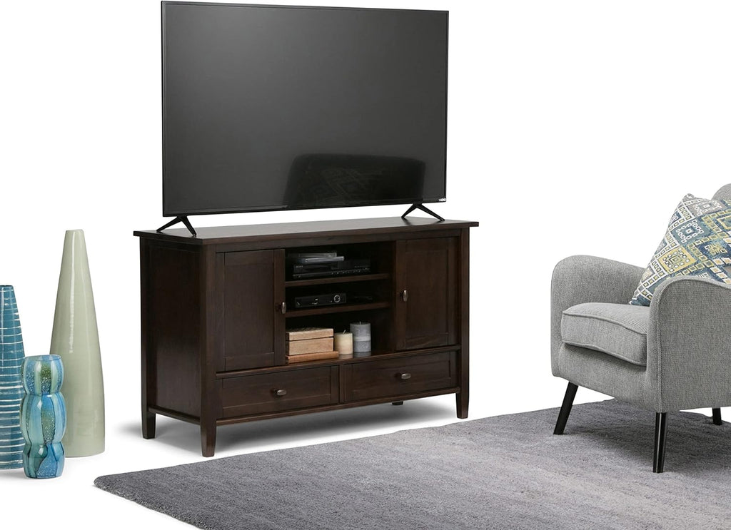 Black 47 inch Wide Solid Wood TV Media Stand J316