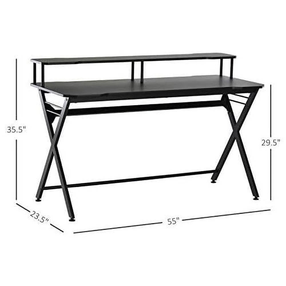 55 Inch Black Gaming Desk with Monitor Stand K446761