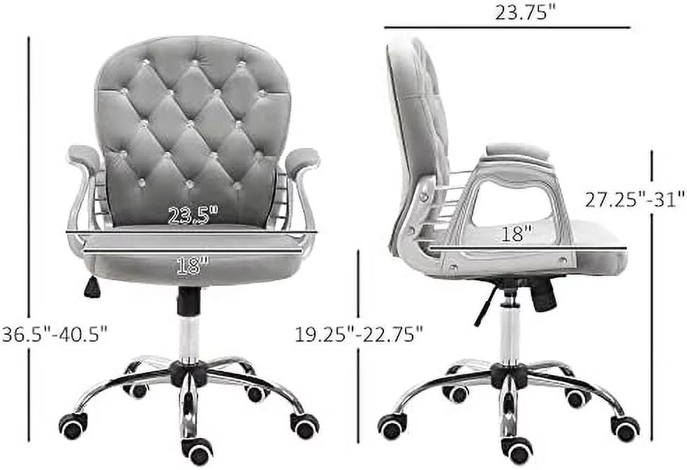 Velvet Tufted Desk Chair with Padded Armrests F53446