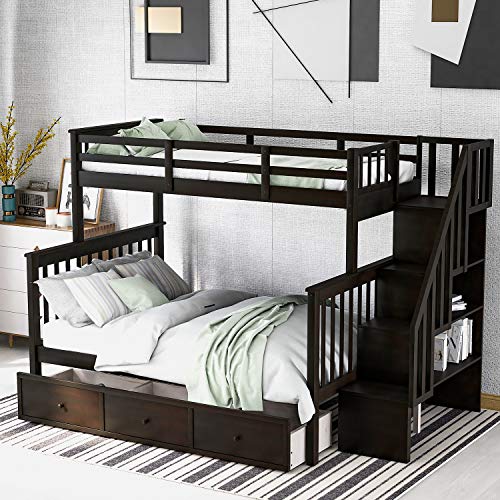 White Twin Over Twin Wood Bunk Bed with Trundle Q80630
