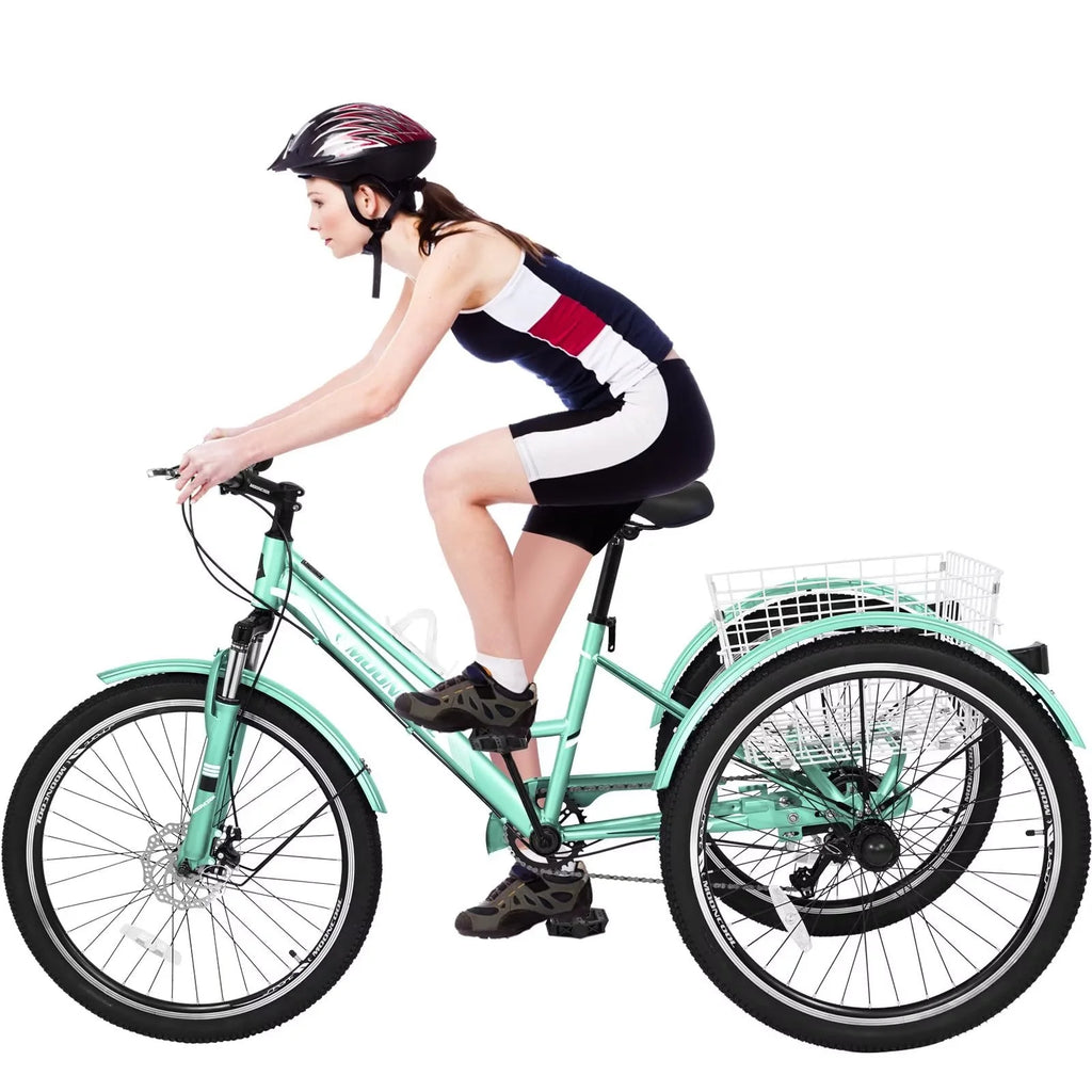 24/26/27.5 Inch 7 Speed Adult Mountain Tricycle with Large Basket A7762