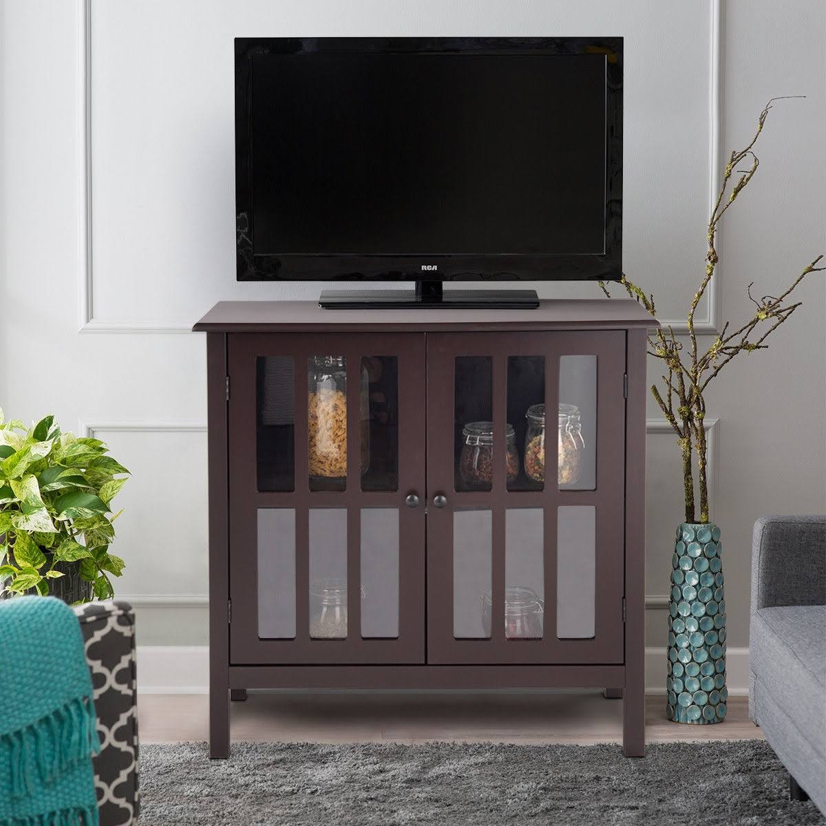 Brown Glass Door Sideboard Cabinet J70500