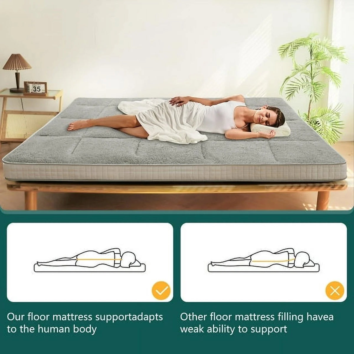 4" Thick Sherpa Fleece Folding Japanese Floor Mattress P530