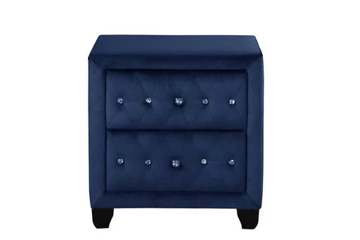 4 Pc Tufted Upholstery Wood Vanity Bedroom Set In Blue Z40682