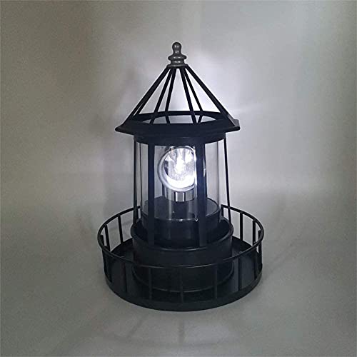 Solar Powered Lighthouse 360 Degree Rotating Waterproof Garden Statue Light O5189