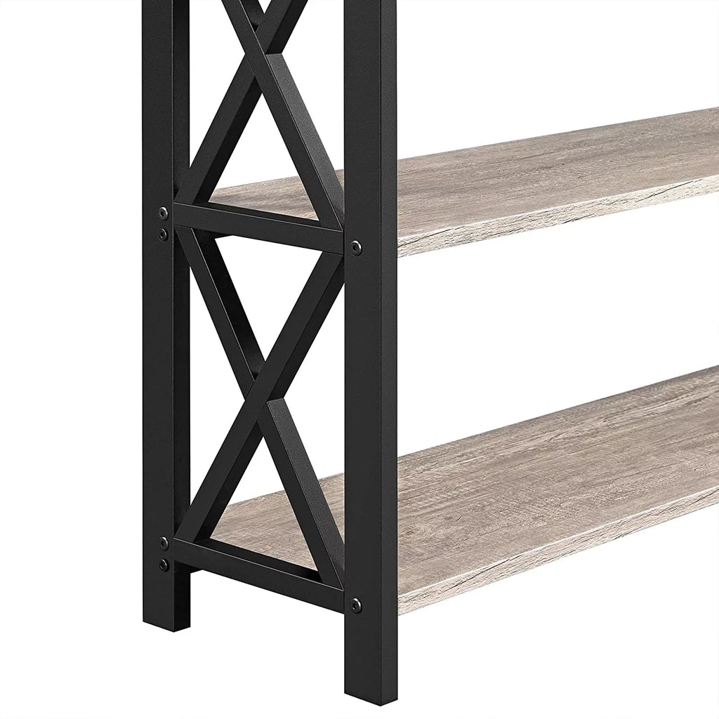 Grey TV Stand with Drawer and Open Storage Shelves O847363