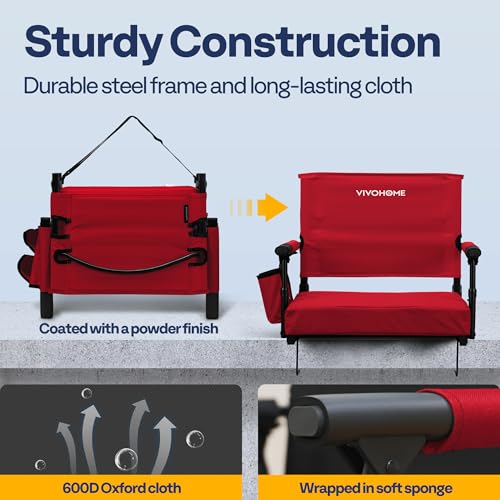 Portable Bleacher Chairs with Cup Holder and Shoulder Strap, 2 Pack F2828