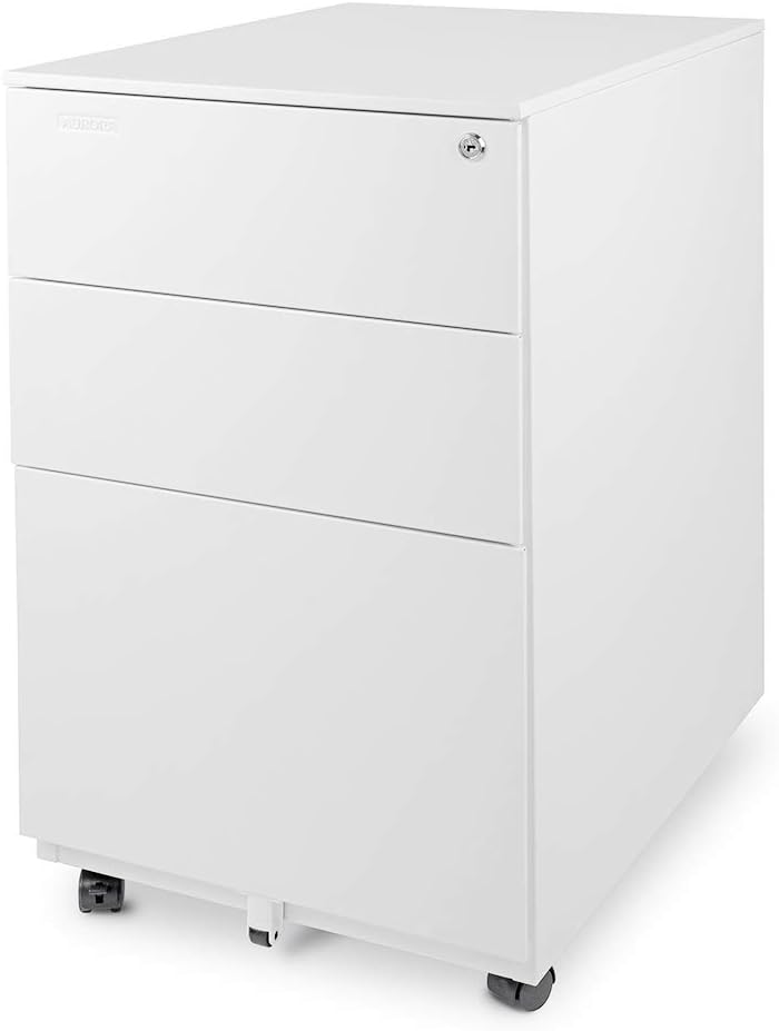 White 3 Drawer Metal File Cabinet with Lock L82539