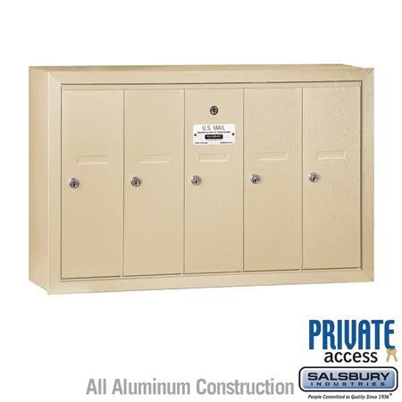 Vertical Mailbox, 5 Doors, Bronze T5765