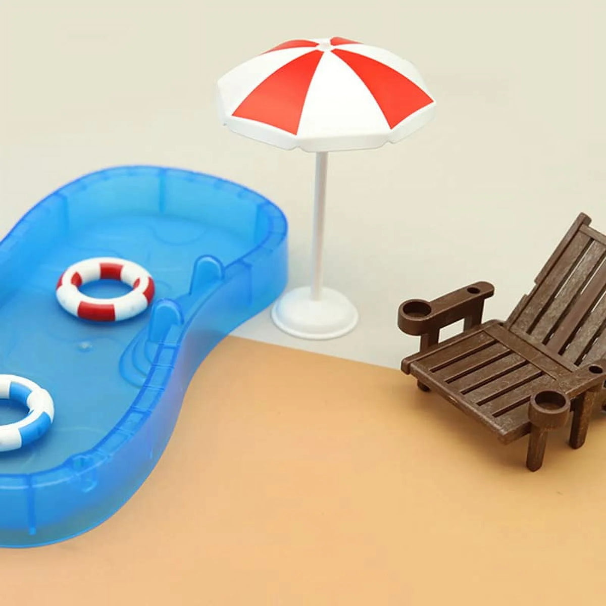 1 Set Mini Swimming Pool Beach Chair Dollhouse Decoration V946680