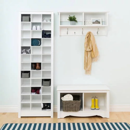 White Shoe Storage Cabinet with Cubbies for 36 Pairs D18995
