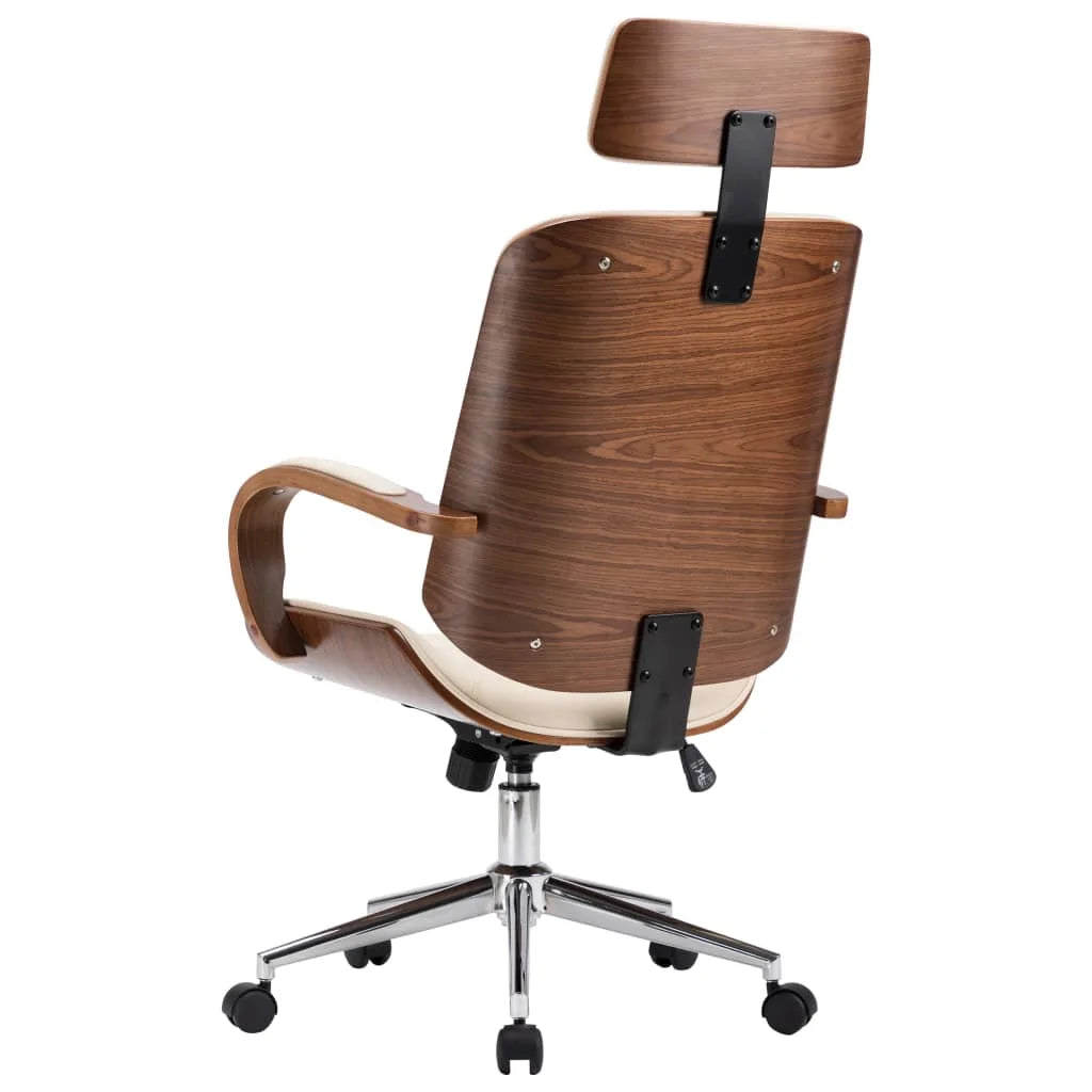 Cream Faux Leather Bentwood Swivel Office Chair D836840