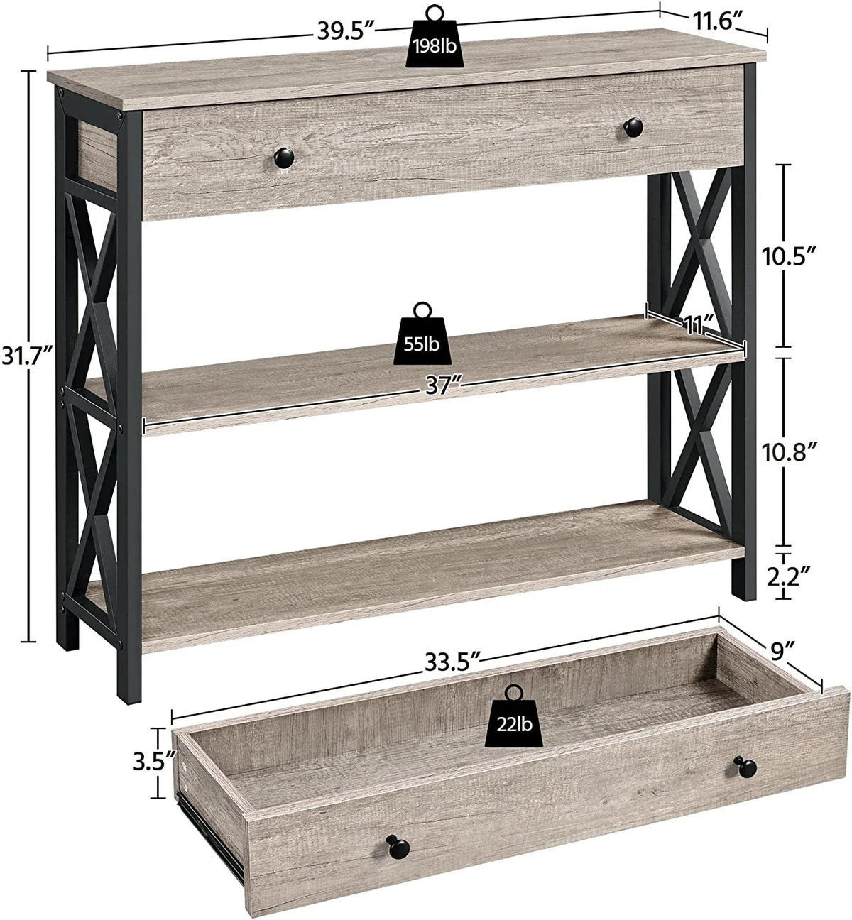 Grey TV Stand with Drawer and Open Storage Shelves O847363