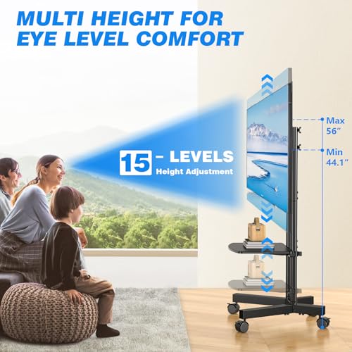Rolling TV Stand with Laptop Shelf, Height Adjustable Mobile TV Cart for 32-75 Inch TVs P681