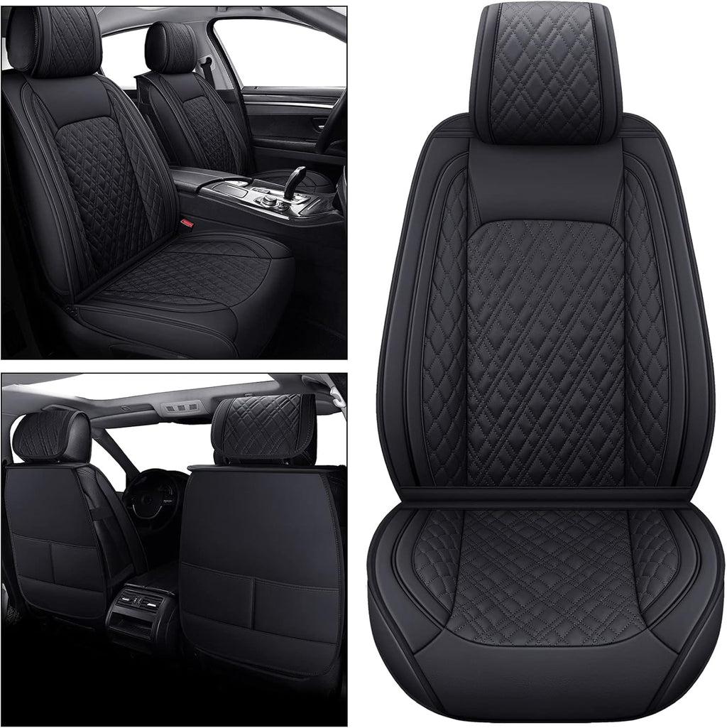 Universal Leather Full Seat Covers Full Set Black-Red A65894