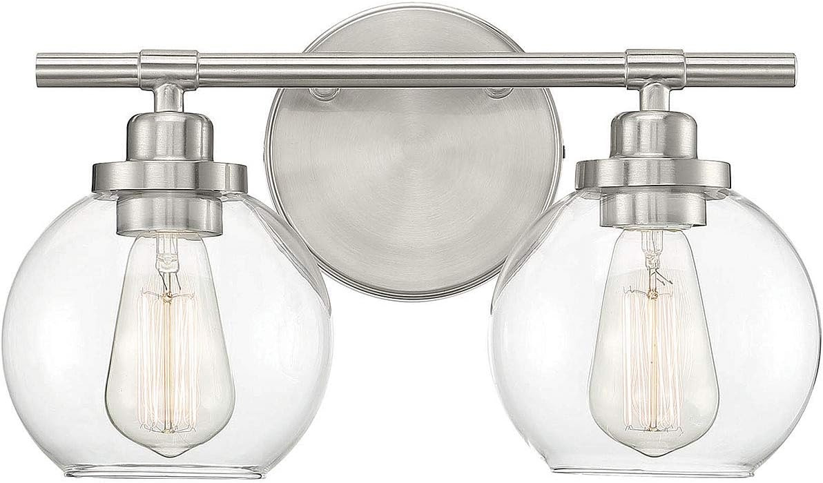 Satin Nickel 2-Light Bathroom Vanity Light W712