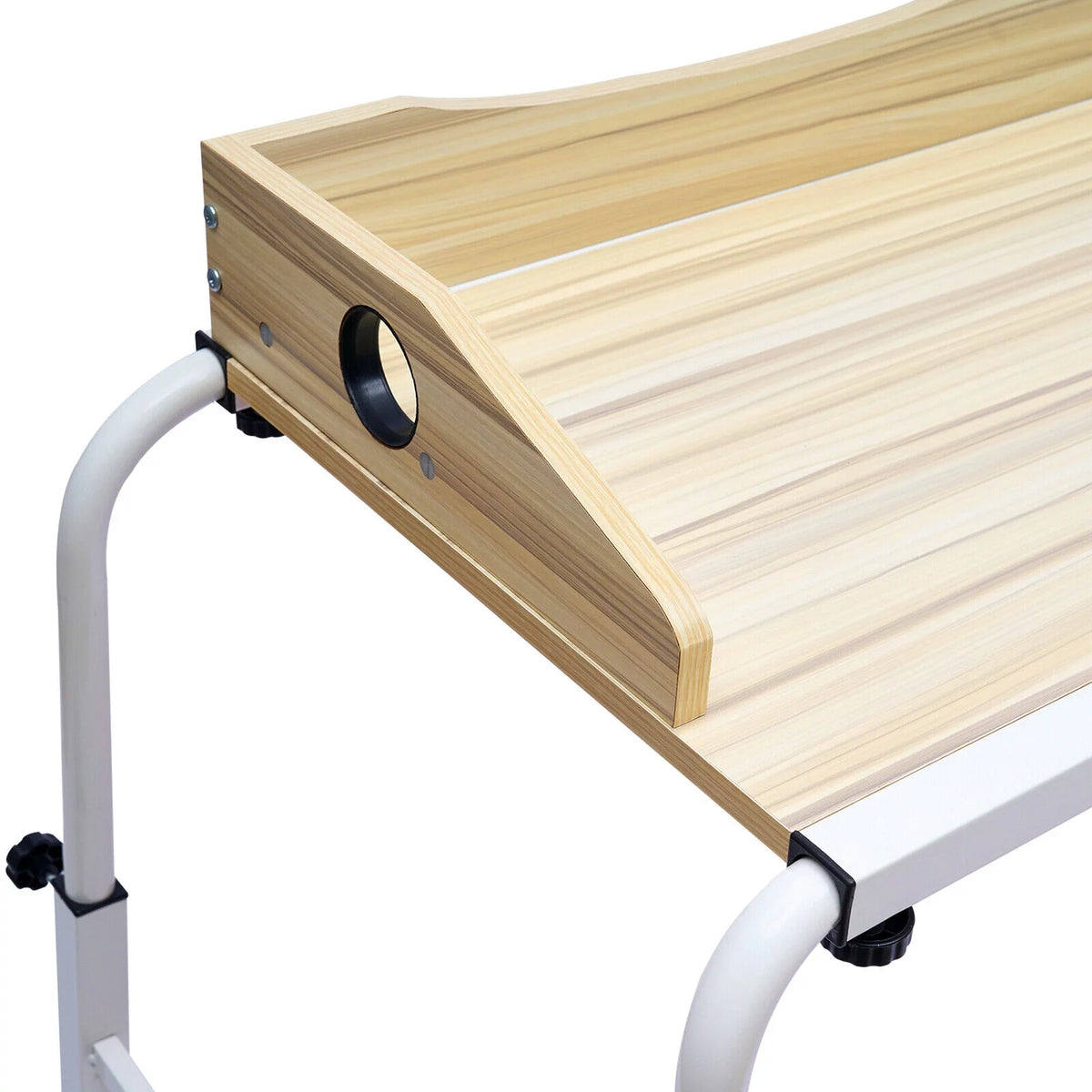 Wood Height Adjustable Mobile Computer Desk with Wheels M876421