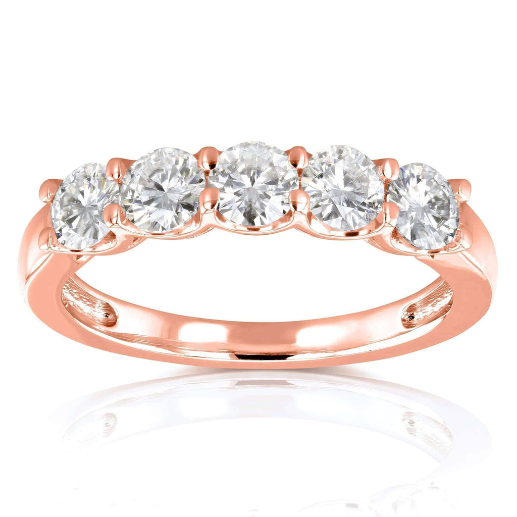 4/5 Carat Round Brilliant Near Colorless Moissanite Bridal Wedding Band 14K White Gold A760