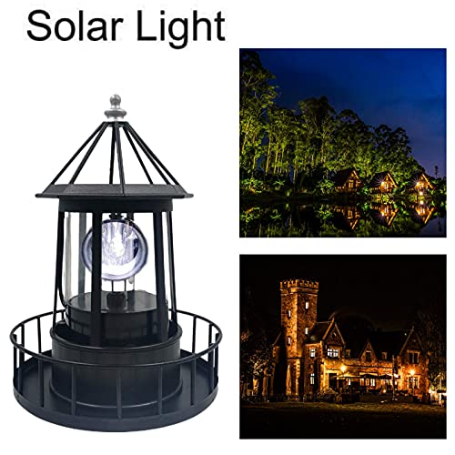 Solar Powered Lighthouse 360 Degree Rotating Waterproof Garden Statue Light O5189