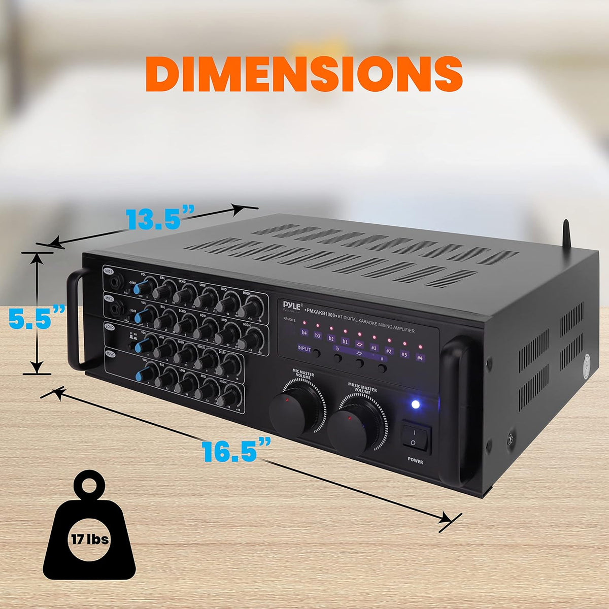 1000-Watt Portable Wireless Bluetooth Stereo Mixer Karaoke Amplifier System with Dual Mic W54474