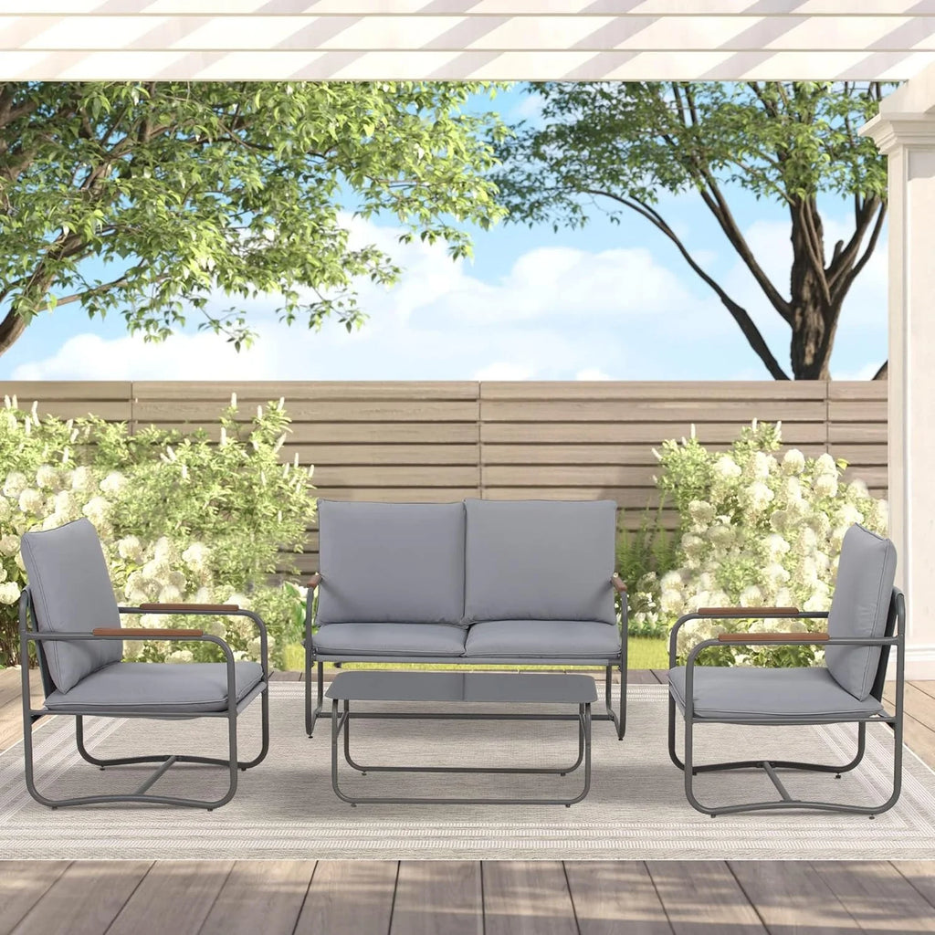 4 Piece Metal Outdoor Conversation Set with Cushions G937191