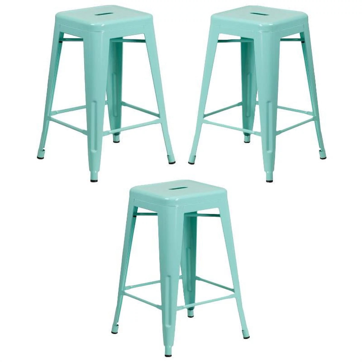 Mint Green Metal Backless Counter Stool Set of 3 L2054