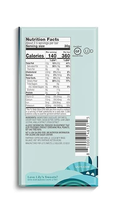 Stevia Sweetened 70% Cocoa Chocolate Bar 2.8 ounce 12-Pack B108265