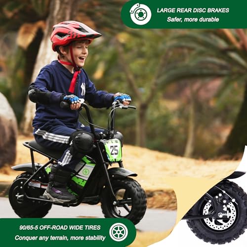 Electric Dirt Bike for Kids 250W 24V 9AH Off-Road Tire Green Q635909