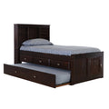 Twin Bookcase Bed with Three Drawers and Twin Trundle in Dark Espresso G780548